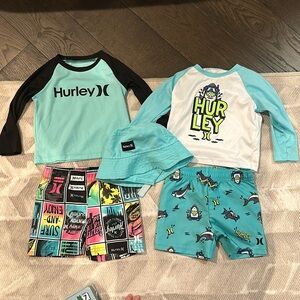Hurley baby swim surf rashguard and boardshorts